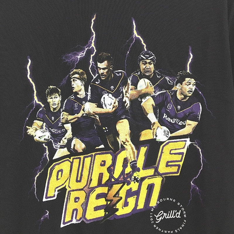 NRL Authentics 2021 Melbourne Storm Purple Reign Black T-Shirt Unisex Size Large