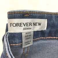 Forever New Blue High Rise Relaxed Fit Crop Length Denim Jeans Ladies Size AU 8