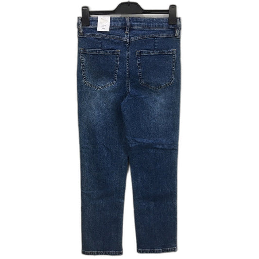 Forever New Blue High Rise Relaxed Fit Crop Length Denim Jeans Ladies Size AU 10