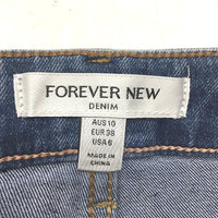 Forever New Blue High Rise Relaxed Fit Crop Length Denim Jeans Ladies Size AU 10