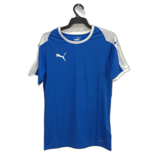 PUMA LIGA Jersey Electric Blue Lemonade & White Short Sleeve Tshirt Mens Sz XS