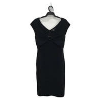 Ever New Black Bodycon Classy Crossover Ribbed Midi Dress Ladies Size AU 14 NEW