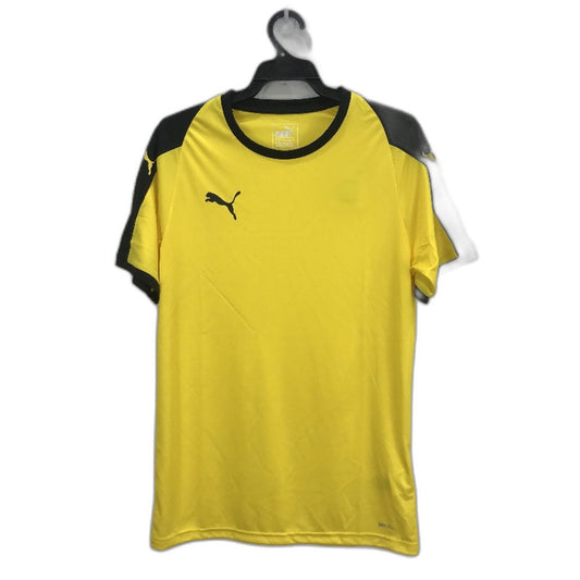 PUMA LIGA Jersey Cyber Yellow & Black Sports T Shirt Training Top Mens Size S