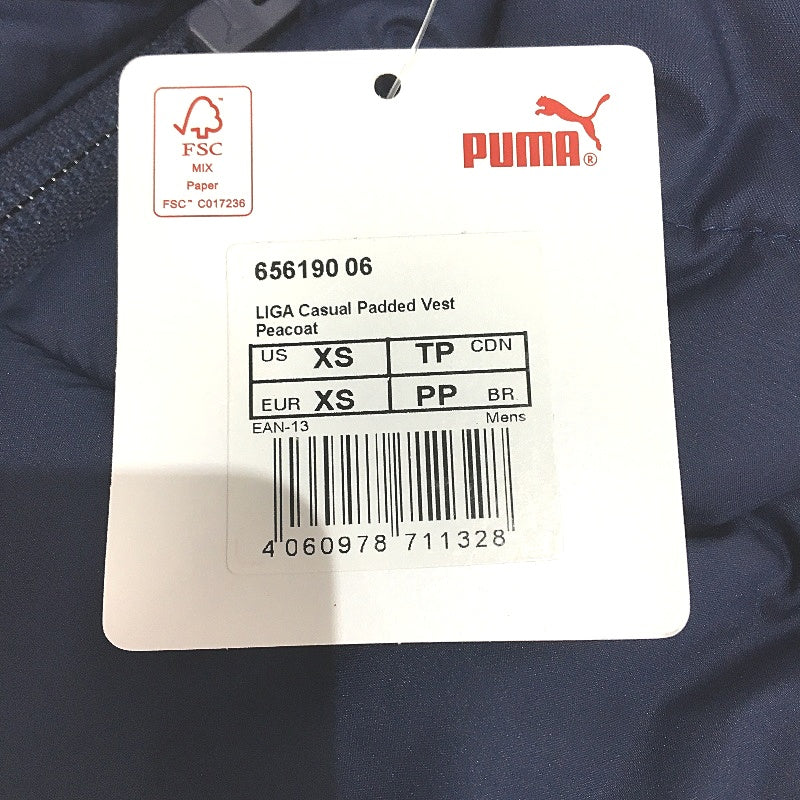 PUMA Navy LIGA Casual Padded Puffer Zip Vest Jacket With Pockets Mens Sz XS NEW