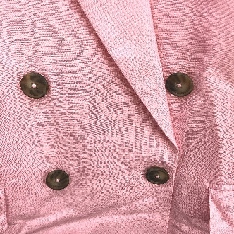 Forever New Light Pink Double Breasted Linen Blazer Ladies Size AU 16