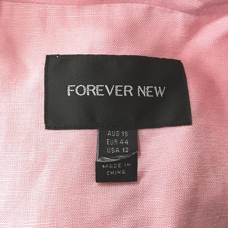 Forever New Light Pink Double Breasted Linen Blazer Ladies Size AU 16