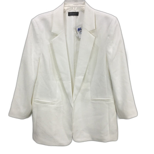 Jacqui E Milk White Button Detail Crepe Open Blazer Ladies Size 14 NEW