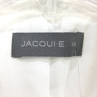 Jacqui E Milk White Button Detail Crepe Open Blazer Ladies Size 14 NEW