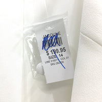 Jacqui E Milk White Button Detail Crepe Open Blazer Ladies Size 14 NEW