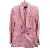 Forever New Light Pink Linen Blend Double Breasted Blazer Ladies Size AU 8 NEW