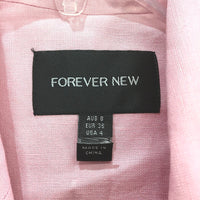 Forever New Light Pink Linen Blend Double Breasted Blazer Ladies Size AU 8 NEW