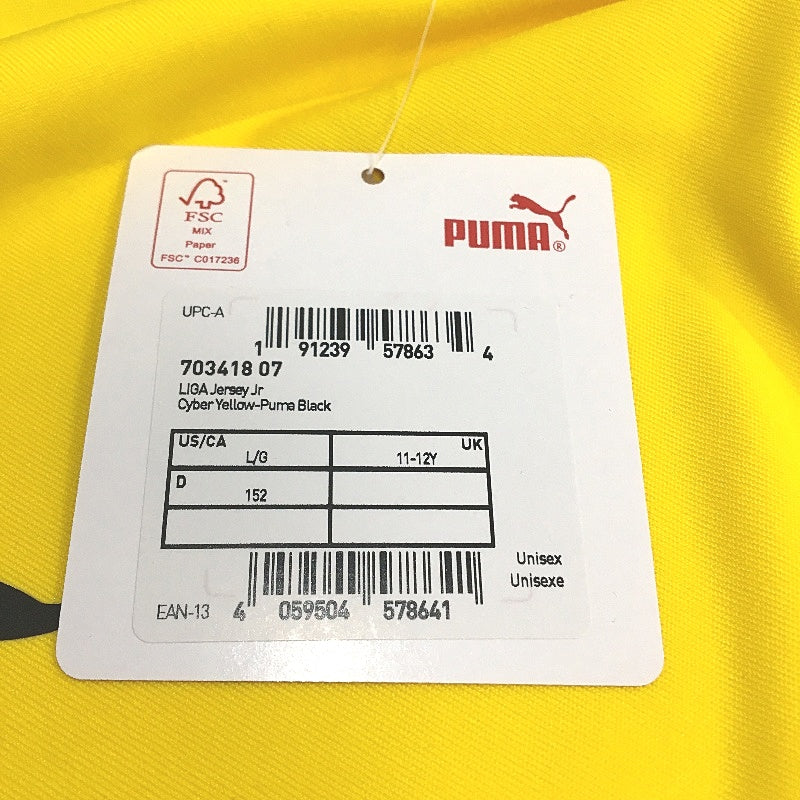 PUMA LIGA Jersey Cyber Yellow KidsTop TShirt Training Top Youth Size L 11-12Y