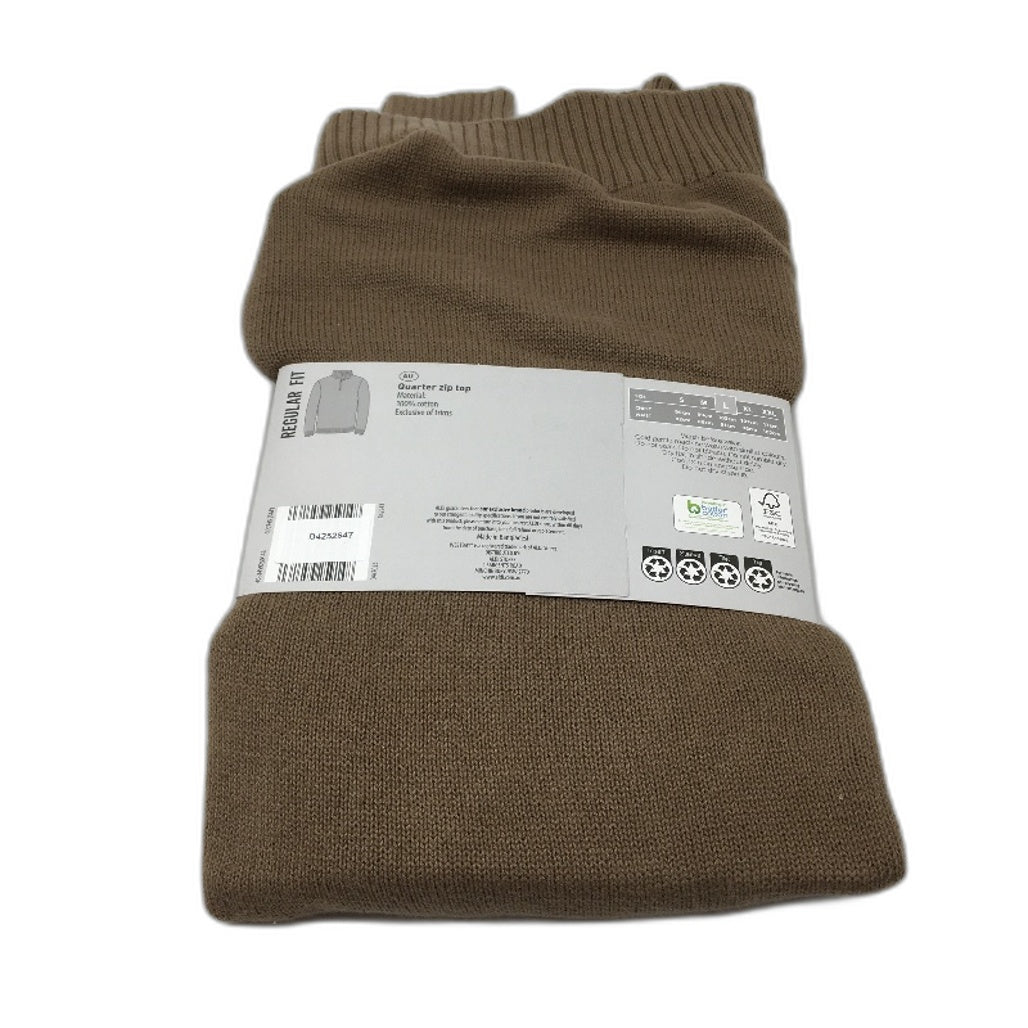 Westbay 100% Cotton Brown Knit Style Quarter Zip Regular Fit Top Mens Size L NEW