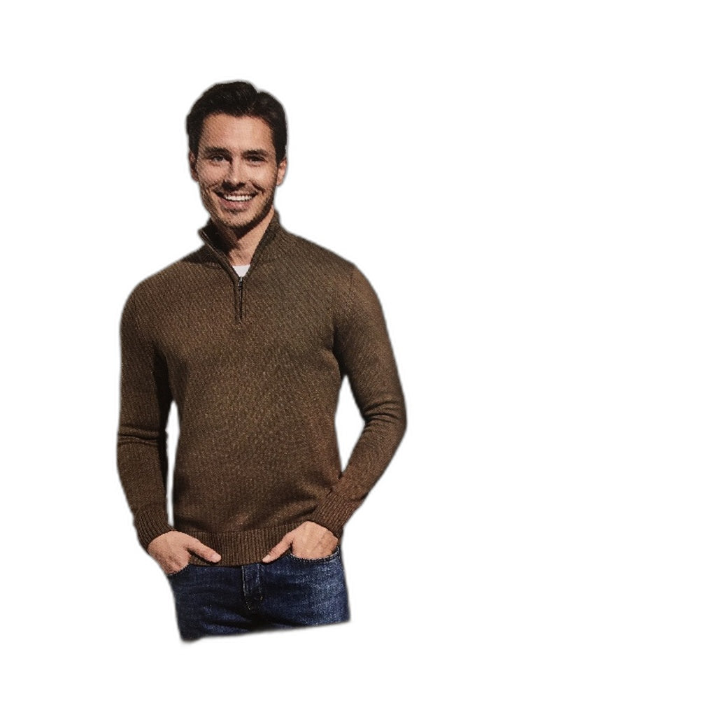 Westbay 100% Cotton Brown Knit Style Quarter Zip Regular Fit Top Mens Size L NEW