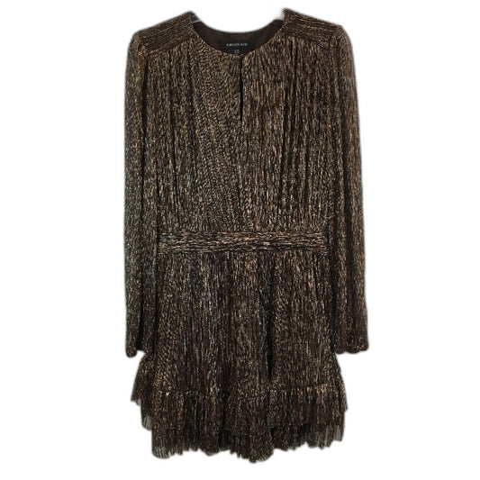 Forever New Brown Sparkly Long Sleeve Flowy Mini Dress Ladies Size AU 16 NEW