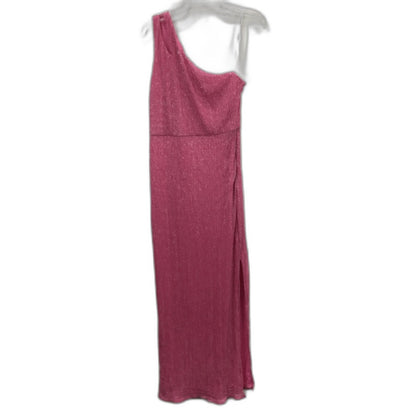 Forever New Pink One-Shoulder Sparkly High Split Midi Dress Ladies Size AU 10