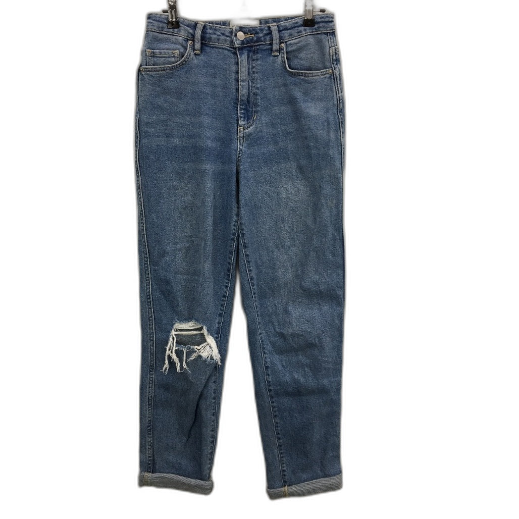 Riders by Lee Blue Hi-Mom High Rise One-Leg-Ripped Denim Jeans Ladies Size 9