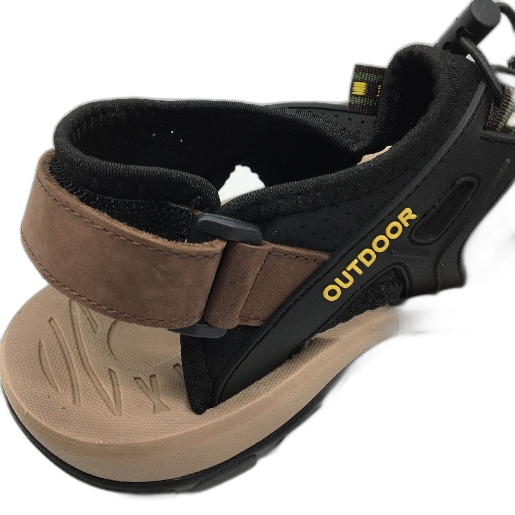 Fashion Shoes Outdoor Suede Brown & Black Sandals Mens Size EUR 42 US 8.5 NEW