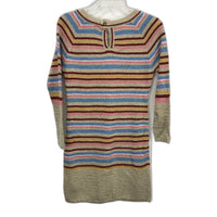 Pink Women Gold Fleck Multicoloured Striped Knit Jumper Ladies Size S NEW