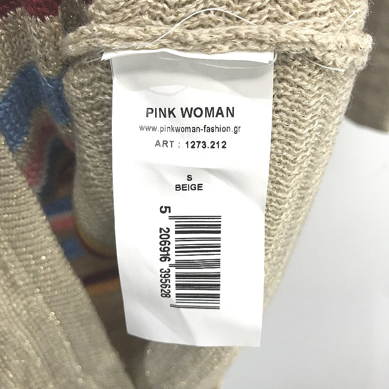 Pink Women Gold Fleck Multicoloured Striped Knit Jumper Ladies Size S NEW