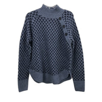 Regatta Blue Scallop Round Neck Button Feature Knit Top Ladies Size 10 NEW