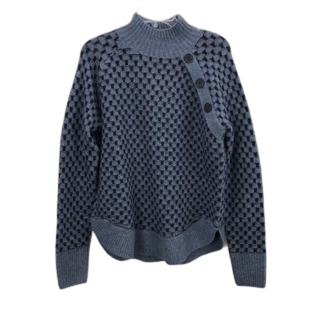 Regatta Blue Scallop Round Neck Button Feature Knit Top Ladies Size 10 NEW