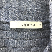 Regatta Blue Scallop Round Neck Button Feature Knit Top Ladies Size 10 NEW