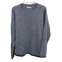 Regatta Blue Scallop Round Neck Ribbed Sleeve Knit Top Ladies Size 10 NEW