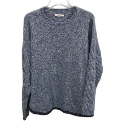 Regatta Blue Scallop Round Neck Ribbed Sleeve Knit Top Ladies Size 10 NEW