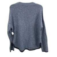 Regatta Blue Scallop Round Neck Ribbed Sleeve Knit Top Ladies Size 10 NEW