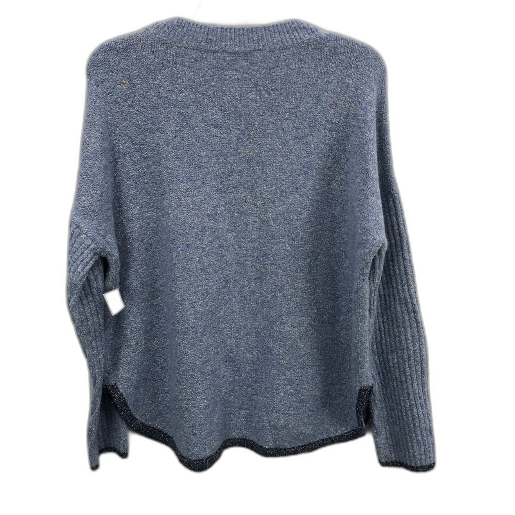 Regatta Blue Scallop Round Neck Ribbed Sleeve Knit Top Ladies Size 10 NEW