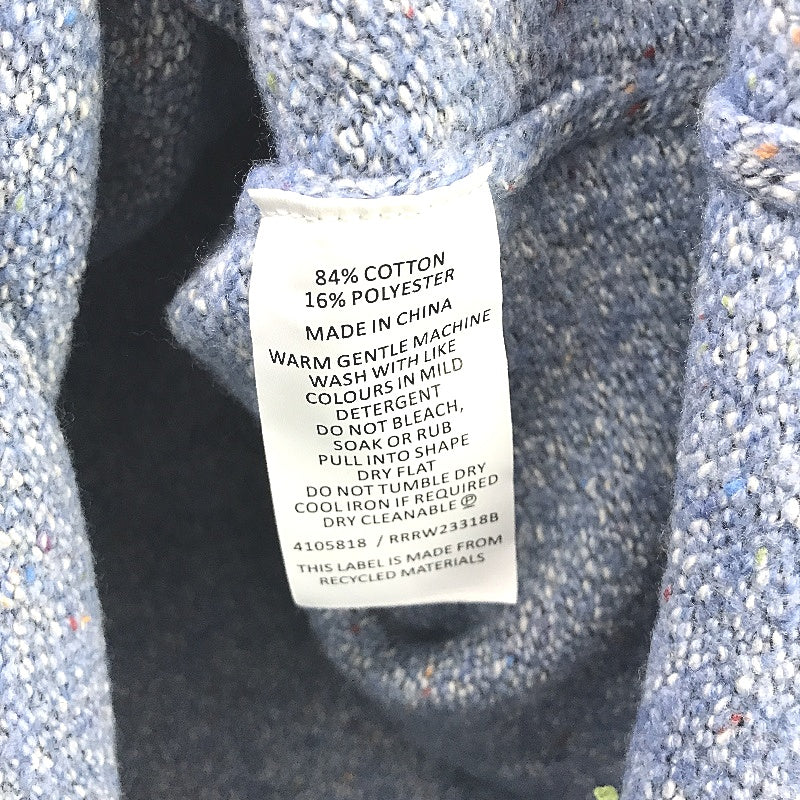 Regatta Blue Scallop Round Neck Ribbed Sleeve Knit Top Ladies Size 10 NEW