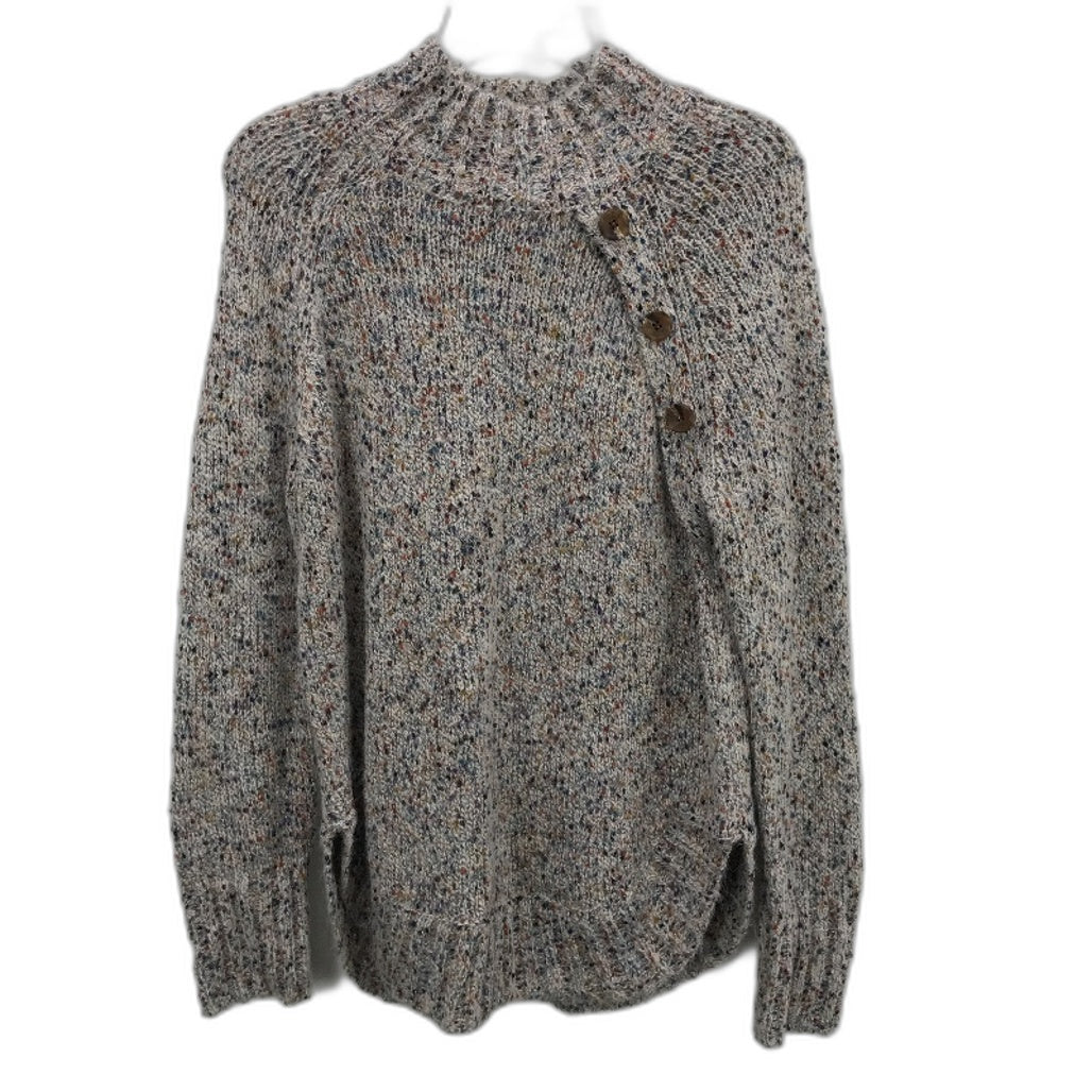 Regatta Grey With Flecks Round Neck Button Feature Knit Top Ladies Size 10 NEW