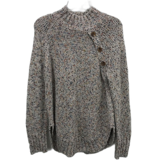 Regatta Grey With Flecks Round Neck Button Feature Knit Top Ladies Size 10 NEW