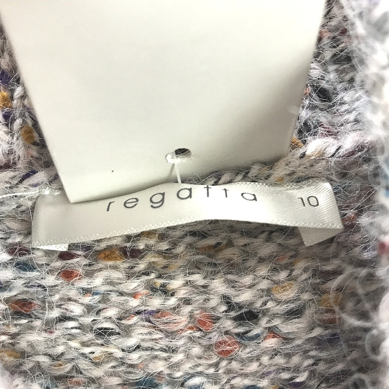 Regatta Grey With Flecks Round Neck Button Feature Knit Top Ladies Size 10 NEW