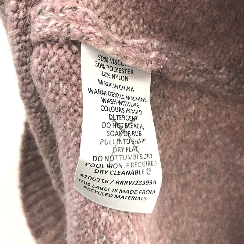 Regatta Pink High Roll Neck Ribbed Sleeve Knit Top Ladies Size 10 NEW