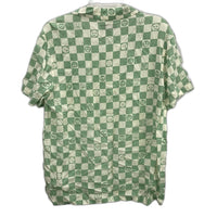 Kenji Light Green Checkered Face Design Button Regular Fit Shirt Mens Size M NEW