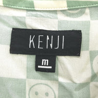 Kenji Light Green Checkered Face Design Button Regular Fit Shirt Mens Size M NEW