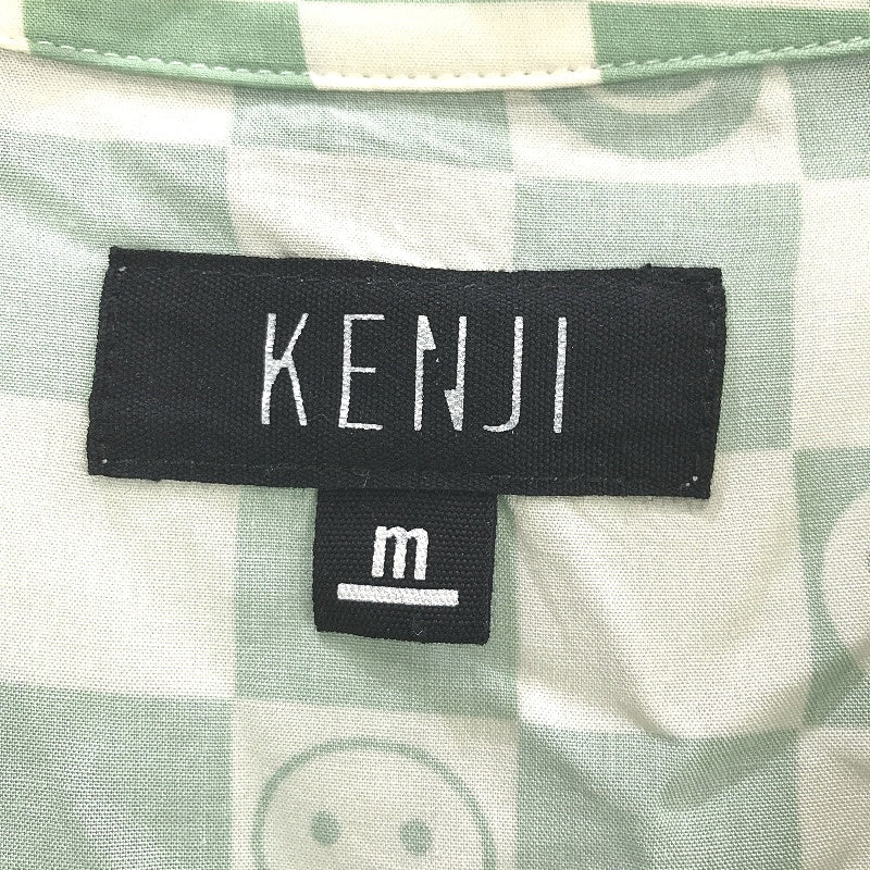 Kenji Light Green Checkered Face Design Button Regular Fit Shirt Mens Size M NEW