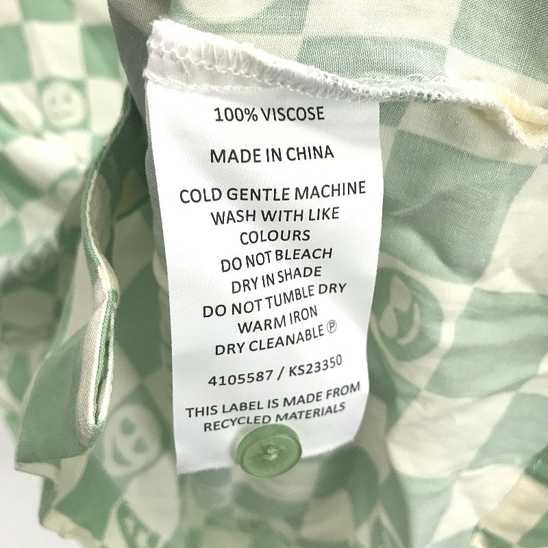 Kenji Light Green Checkered Face Design Button Regular Fit Shirt Mens Size M NEW