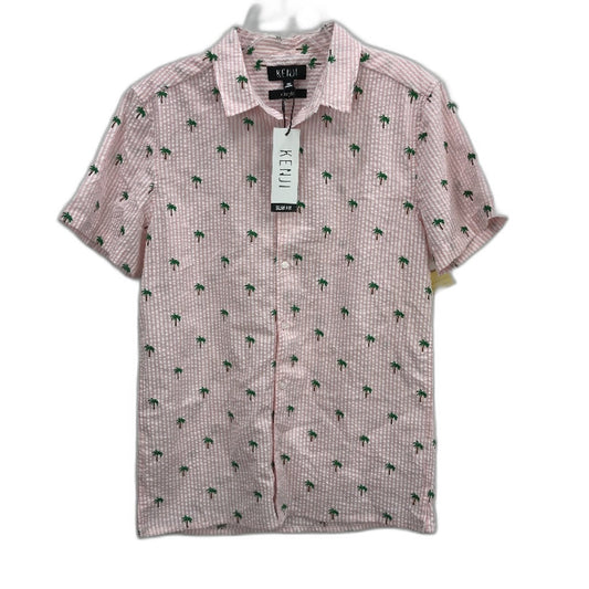 Kenji Pink Palm Tree Design Button Up Slim Fit Summer Shirt Mens Sz M NEW