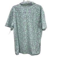 Kenji Mint Green Purple Peace Sign Terry Towling Unique Shirt Mens Sz M NEW