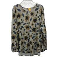 Regatta Curve Grey Blue Floral Soft Touch L/Sleeve Tunic Top Ladies Size 20 NEW