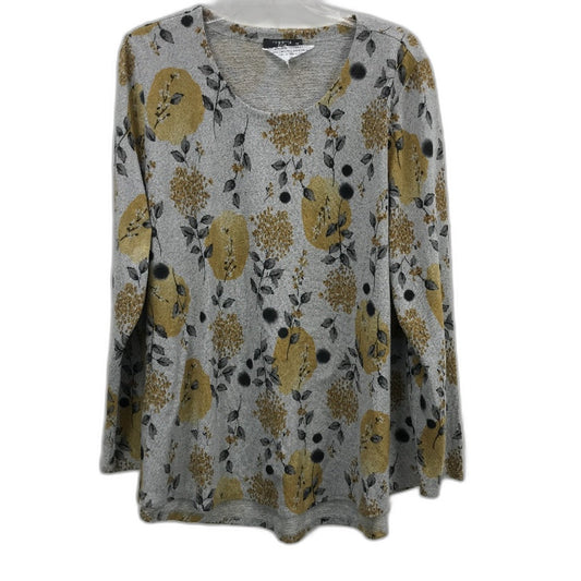 Regatta Curve Grey Yellow Floral Soft Touch L/Sleeve Tunic Top Ladies Siz 20 NEW