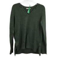 Regatta Khaki Green Fleck V Neck Knit Cotton Blend Jumper Ladies Sz 10 NEW