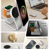 SOFLAME 3-in-1 Induction Chargers Foldable Magnetic Wireless Charger NEW