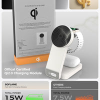SOFLAME 3-in-1 Induction Chargers Foldable Magnetic Wireless Charger NEW
