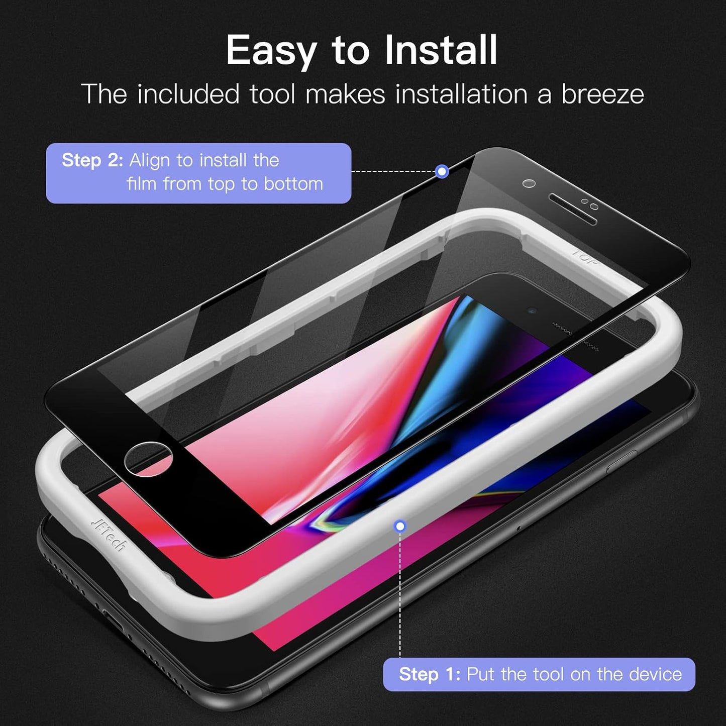 JETech Full Screen Protectors Coverage Screen Protector for iPhone 8 Plus/7 NEW