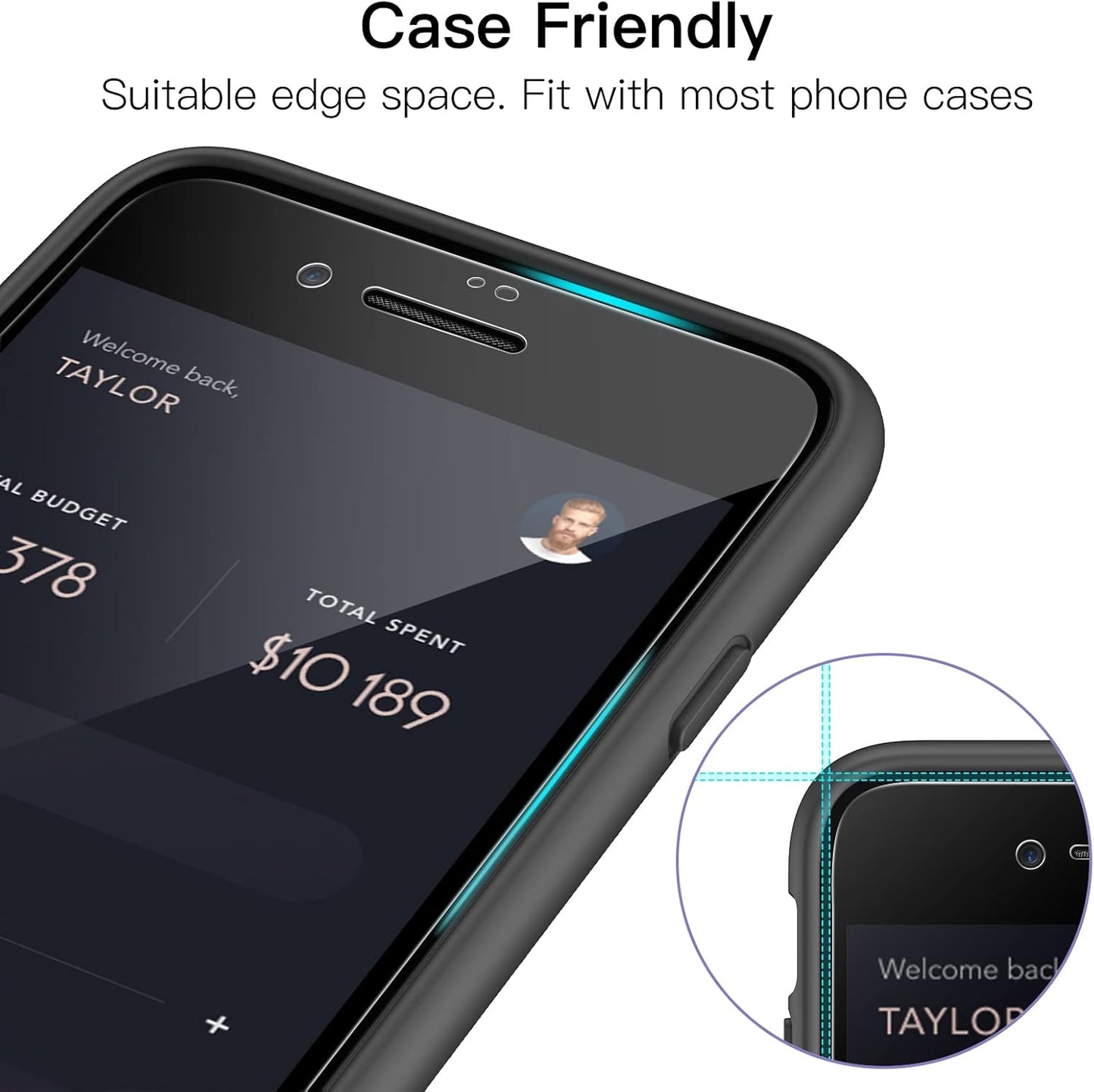 JETech Full Screen Protectors Coverage Screen Protector for iPhone 8 Plus/7 NEW