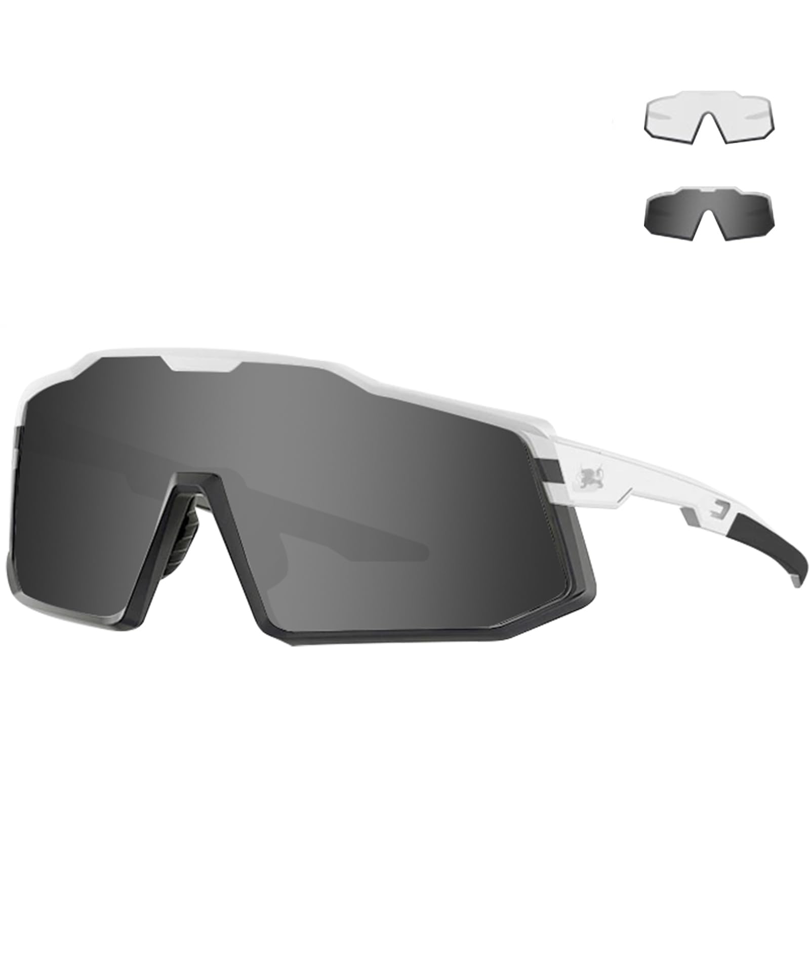 LECAGE Polarized Photochromic Cycling Sunglasses for Men & Women, White, NEW